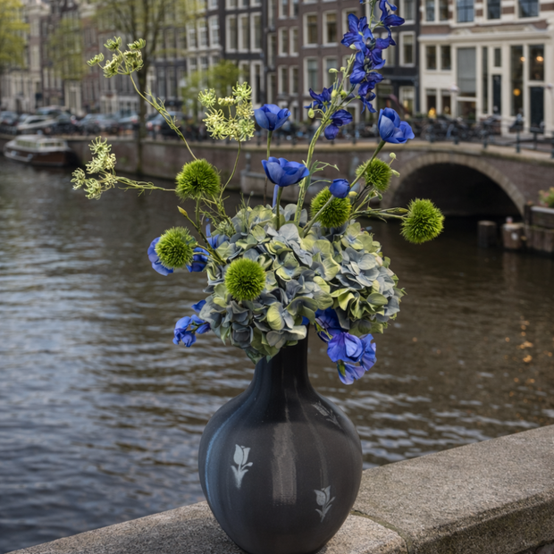 Boeket  Amsterdam Blue Canals | Blauw met groen zijden bloemen boeket | Amsterdam
