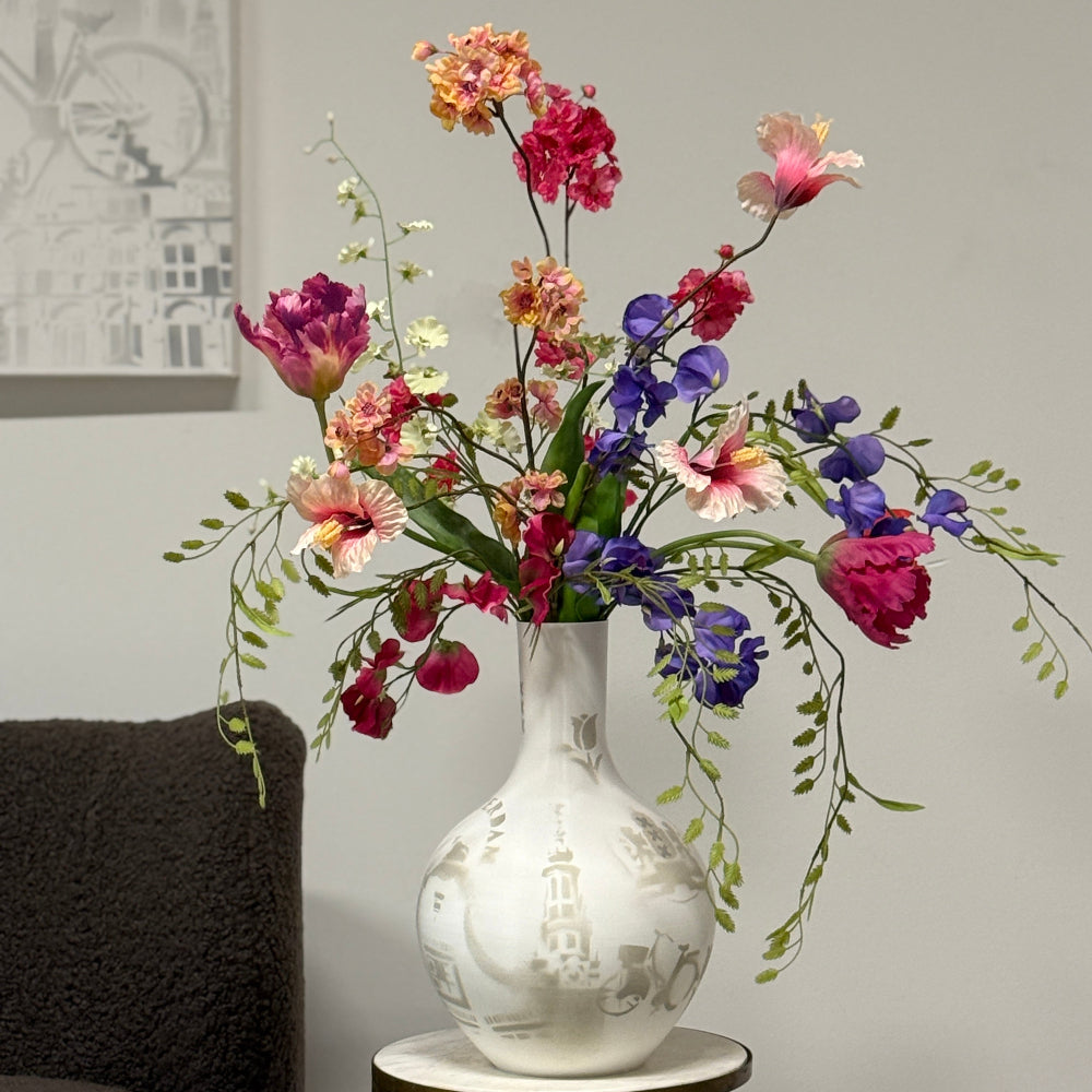 Boeket Purple Glory | Paars met rood zijden bloemen boeket | Amsterdam
