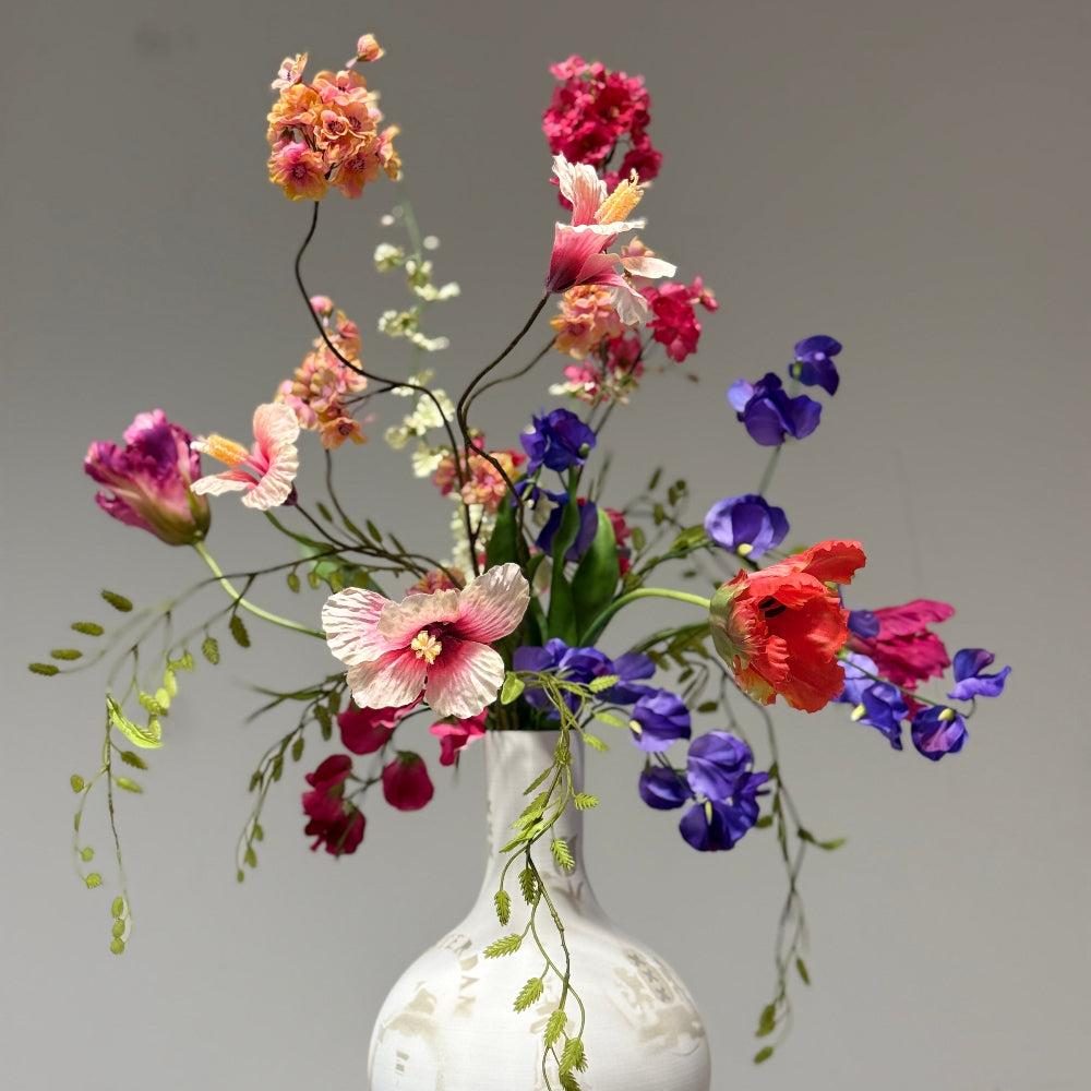 Boeket Purple Glory | Paars met rood zijden bloemen boeket | Amsterdam